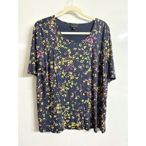 J. Jill Wearever Collection Women's Large Blue Floral Sleeveless‎ Top Tunic